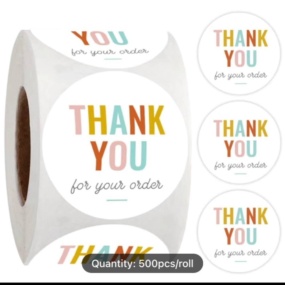500pcs/roll 1” round thank you‎ stickers